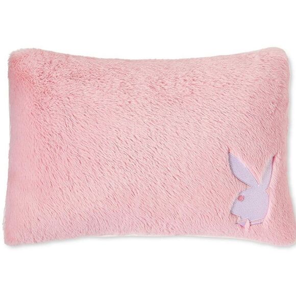 Playboy Pink Faux Fur Reversible 20" Accent Pillow - Picture 2 of 7
